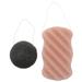 HOMEMAXS 2 Pcs Konjac Sponge Set with Activated Bamboo Charcoal Body Facial Sponge Deep Cleansing Sponge for Skin Care(Random Color)