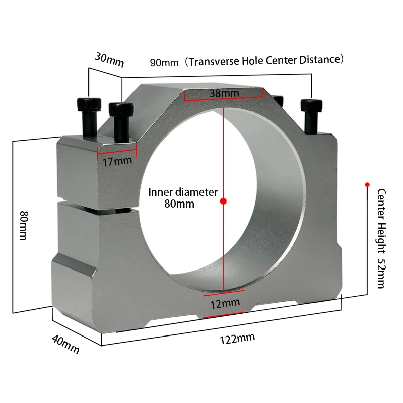 52mm 65mm 80mm Aluminium CNC Spindel Klemme Motor Halterung CNC Gravur Maschine Motor Halter Mit 4 stücke schraube Image