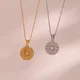 Classcial Minimalist Round Gold Plated Silver Color Coin Necklaces For Women Stainless Steel