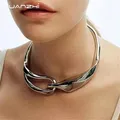 Huanzhi Hip-Hop dicke Metall übertriebene Halskette für Frauen Mädchen Trend Choker Accessoire Mode