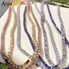 Rosa Weiß Iced Out 5A CZ 5mm Tennis Kette Halskette Zwei Ton Farbe Frauen Mode Halsband Bling Zirkonia hip Hop Schmuck