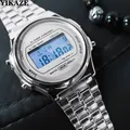 YIKAZE Luxury Digital Men's Watches Men Women Unisex Stainless Steel Sports Military Wristwatches