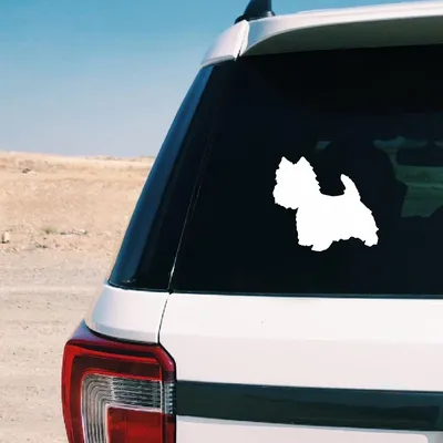 Niedlicher Westie-Silhouette-Aufkleber, individueller Hundename, Vinyl-Aufkleber, personalisierter Image