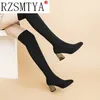 Frauen Stiefel High Heels Über Das Knie Stiefel Stricken Socken Booties Stretch Stoff Oberschenkel Hohe Stiefel Frau Schuhe High Heels sexy