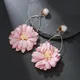 Mode rosa Blume langen Clip auf Ohrringe Designs Böhmen handgemachte Blütenblatt Ohr clips für