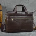 Luufan Genuine Leather Men's Briefcase Fit 15" PC Business Handbag Real Leather Male Laptop Bag Man