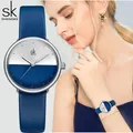 Shengke Original Design Frau Uhren Mode Blau Lederband frauen Quarz Armbanduhren Damen Uhr Neue
