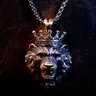 Herrschsüchtig Crown Lion Anhänger Halskette für Männer frauen Lange Kette Lion Head Tier Halskette