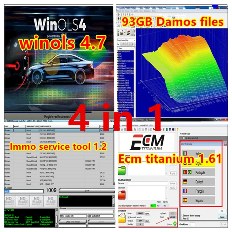 Winols 4.7 Software+ 93 GB WINOLS DAMOS Mappacks NEU 2022 2021 2020 Chip Tuning Maps Files Immo Service Tool v1.2 ECM TITANIUM Image