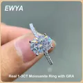 Ewya Luxus 1-3ct d Farbe Oval schliff Moissan ite Ring für Frauen Mädchen s925 Sterling versilbert