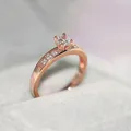 ZHOUYANG Ring For Women Classic Style 4 Claws Cubic Zirconia Rose Gold Color Wedding Engagement