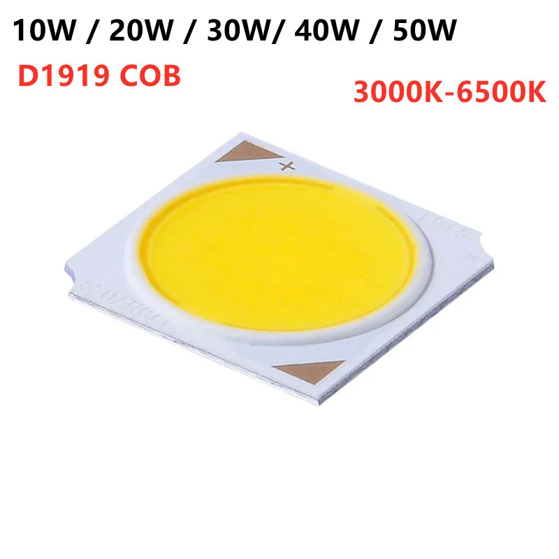 10 Stück Flip-LED-Chips 10 W 20 W 30 W 40 W 50 W 3000 K LED-Quellen-Chip 1919 SMD COB-Diode 17 mm Lichtperle für LED-Birnen-Deckenstrahler Image