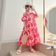 Urlaub kinder Kleid für Mädchen blumen strand kleid Kinder Vestidos Mode blume kleid Teenager