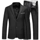2023 Men's Business Fashion High Quality Gentleman Black 2 Piece Suit Set / Blazers Coat Jacket