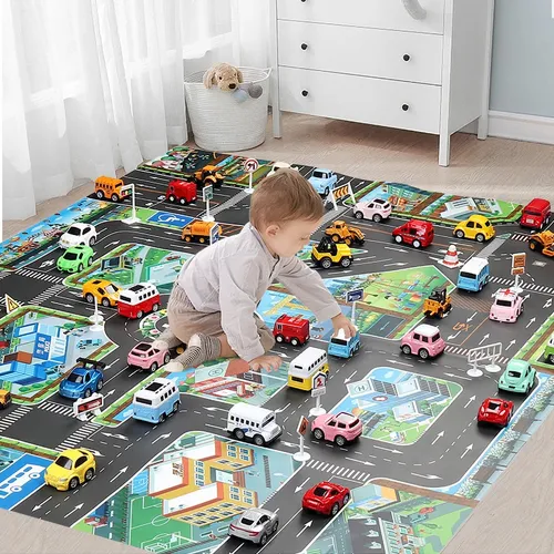 Baby Spielen Matte Road Karte für Kinder Cartoon Kunststoff Dünne Verkehrs Teppich Kleine Jungen