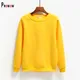 Prowow Winter Spring Women Sweatshirt Yellow O-neck Man Top Clothes Plus Size Thin Velvet Pullovers