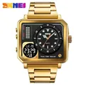 SKMEI 2025 Mens Casual 2 Time Chrono Wristwatch Waterproof Clock reloj hombre Full Steel Back Light