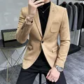 4XL Deerskin Leather Jacket Blazer Men Casual Slim Blazer Hombre Suit Leather Jacket Men Terno