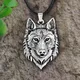 Vintage Mens Jewellery Tibetan Silver Wolf Head Pendant Necklace for Men Amulet Animal Viking Men