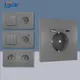 Bingoelec Light Switch with EU Wall Sockets Home Wall Switches 1/2/3Gang 1Way Plastic Frame Panel