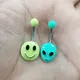 1pc Alien Smile Belly Piercing Belly Button Rings Bar Stainless Steel Navel Ring Barbell Nombril