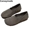 Careaymade-Echt leder Damenschuhe Rindsleder gespleißt flache Schuhe Frauen Einzels chuhe weiche Sohle Vintage Fahr schuhe große Größe