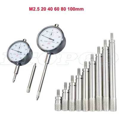 5pcs M2.5 20 40 60 80 100mm HSS Indicator Dial Rod Dia 5mm Digital Indicator Extension Stem Rod Set