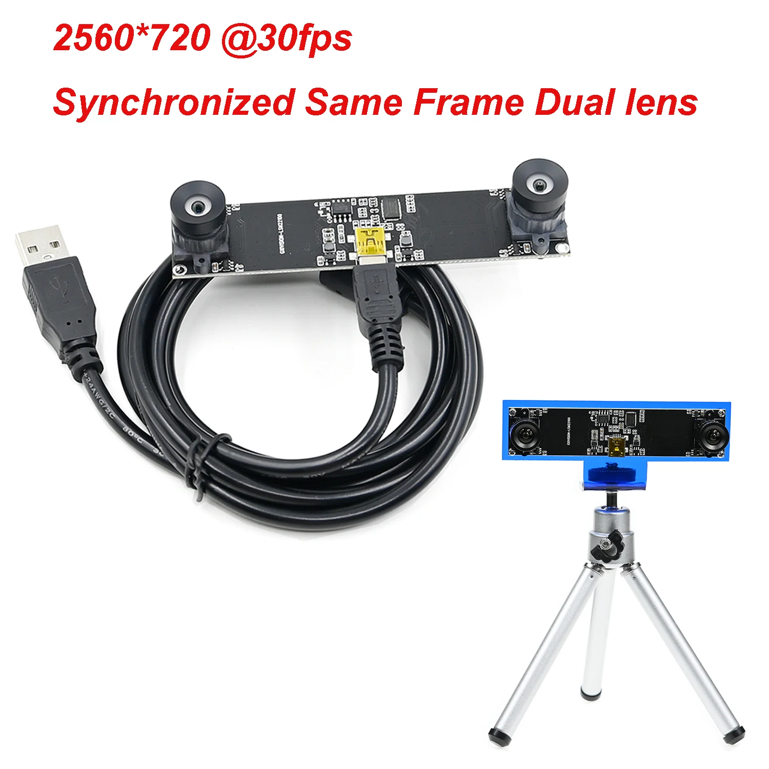 3D Stereo VR Kamera Modul Synchronisiert Gleichen Rahmen Dual objektiv USB Webcam 2560*720 30fps Für Windows Linux Android Raspberry Pi Image