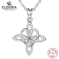 Eudora 925 Sterling Silber Geometrische linie Herz Anhänger Neckalce Irish Celtics Knoten Halsketten