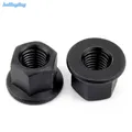 1-10pcs Carbon steel Flange nuts with pad nut platen hexagon nuts black thickened nut M10 M12 M14