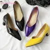 Marke Neue Elegante Schwarz Lila Frauen Hochzeit Pumpen Sexy Med Heels Dame Party Schuhe BK97 Plus Große Kleine Größe 30 43 46 48