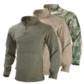 HAN WILD Combat Shirts 1/4 Zipper Ripstops T-shirts Pockets Mens Long Sleeve Tactical T-shirts