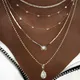 Boho Multi-element Crystal Necklaces For Women Fashion Gold-plate Necklace Vintage Multiple Layers