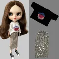 Handgemachte ob22 24 puppe locker sitzende t-shirt puppen rock mit pailletten für blythes ymy licca