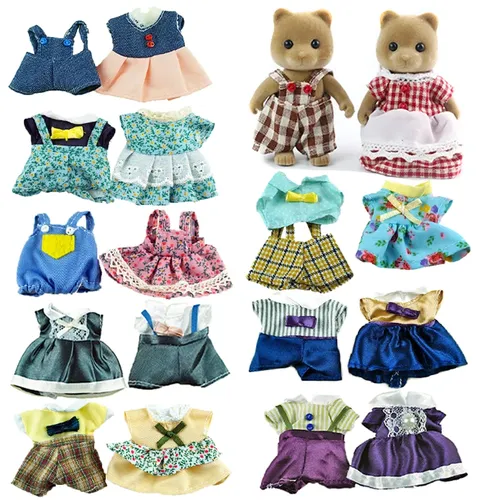 Neue Kinder Spielzeug 1:12 Puppenhaus Puppen Kleidung 23 Stile Kleid Rock Wald Familie Action