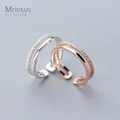 Modian Luxus Hochzeit Engagement Ring für Frauen Echt 925 Sterling Silber Shiny Zirkon Doppel Kreis