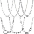 Me Link Snake Chain Signature Pattern Circular Clasp Necklace 925 Sterling Silver Necklace For