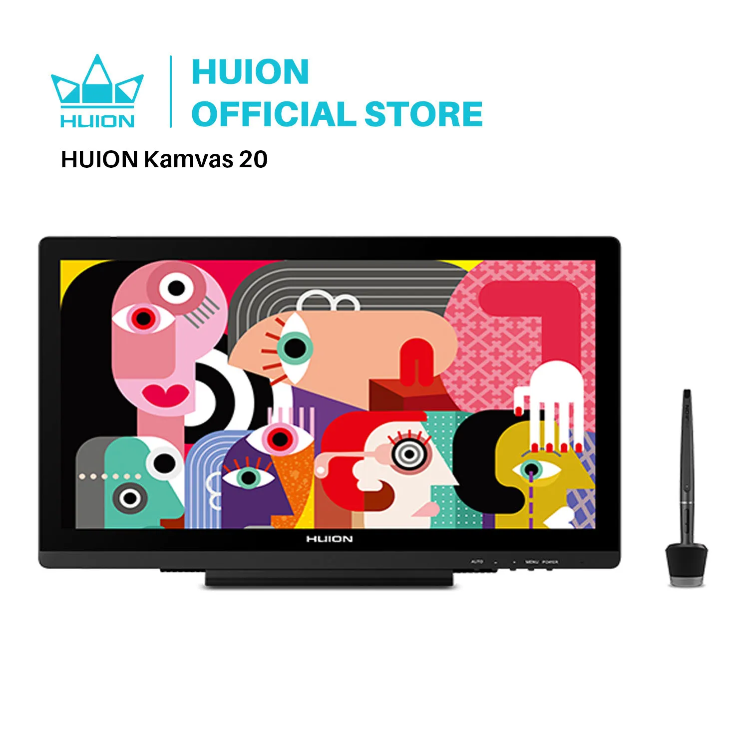 HUION Kamvas 20 Grafiken Tablet Monitor 19,5 zoll Batterie-freies 8192 Ebenen Stift IPS Mit AG Glas 120% sRGB stift Tablet Monitor Image