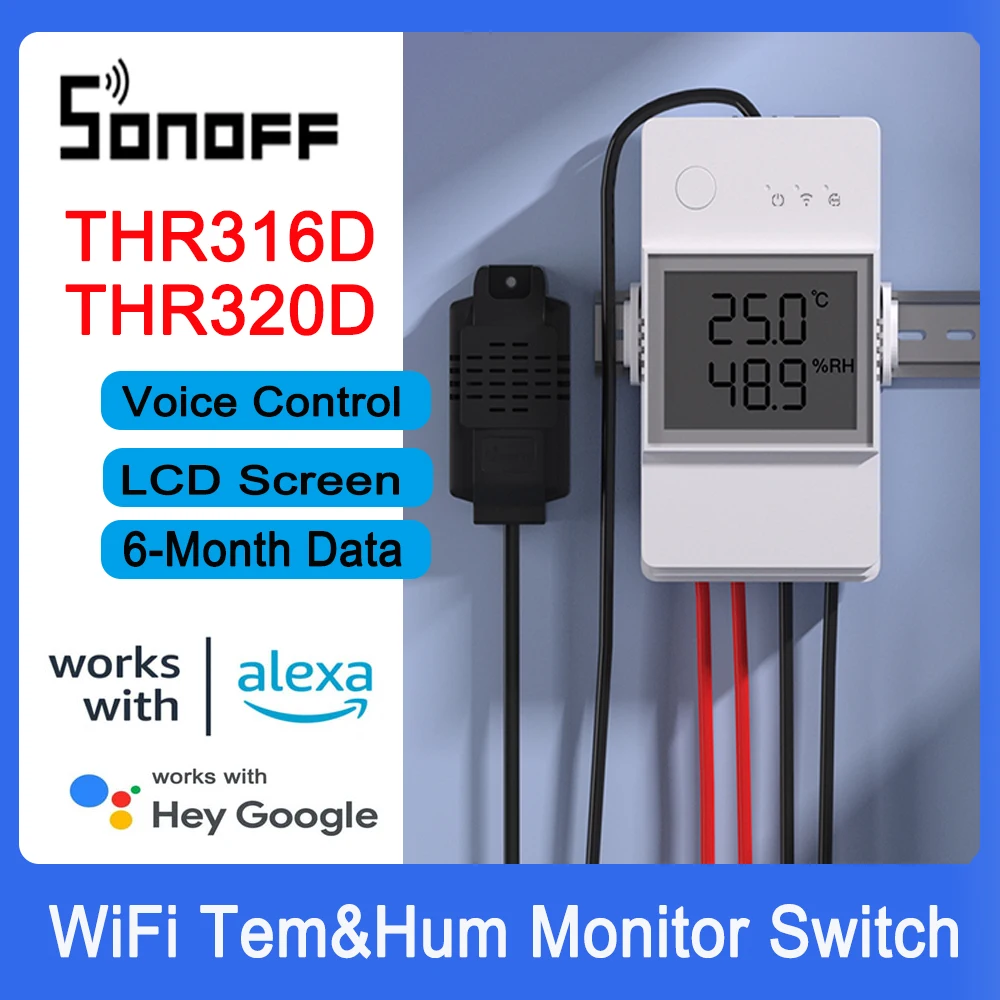 Sonoff th Elite Thr316d/Thr320d Wifi Smart Switch Temperatur-und Brumm überwachungs schalter Smart Home Arbeit mit ds18b20/si7021/rl560/ths01 Image