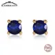 Women's Small Stud Earrings Silver 925 Earrings With Sapphire Blue Stones Fine Fashion Korea Jewelry