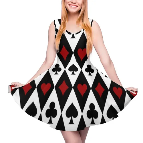 Karte Player Casino Kleid Glücksspiel Blackjack Strand Kleider Sleeveless Beiläufige Übergroßen