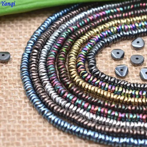 Yanqi Großhandel 4/6mm Naturstein Perlen Runde Chip Form Hämatit Perlen Flache Lose Perlen Für
