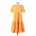 Peter Som Collective Casual Dress - Midi Crew Neck Short sleeves: Orange Print Dresses - Women's Size 0