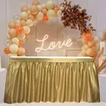 Light Gold Sequin Table Skirt Tablecloth Glitter Sparkly Shimmer Rectangle Table Covers for Birthday