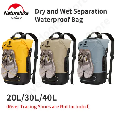 Naturehike Rucksack, wasserdichter Rucksack, Trocken- und Nasstrenntasche für Outdoor-Reisen, Camping, 20/30/40 l, leicht, 430 g, IPX6 TPU