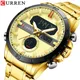 Curren Fashion Sport Gold Herren Digitaluhren mit Edelstahl Chronograph Luminou Armbanduhr LED