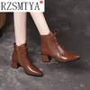 Elegante High Heels Stiefeletten Frauen Lace Up Spitz Herbst Winter Stiefel Party Casual Schuhe Weibliche Größe 41 42