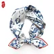 Chinese style twill silk scarf women blue and white bandana 65cm medium square scarves kerchief