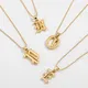 Vintage Gothic A-Z Initial Alphabet Old English Pendant Necklace Gold Color Bead Chain Necklace