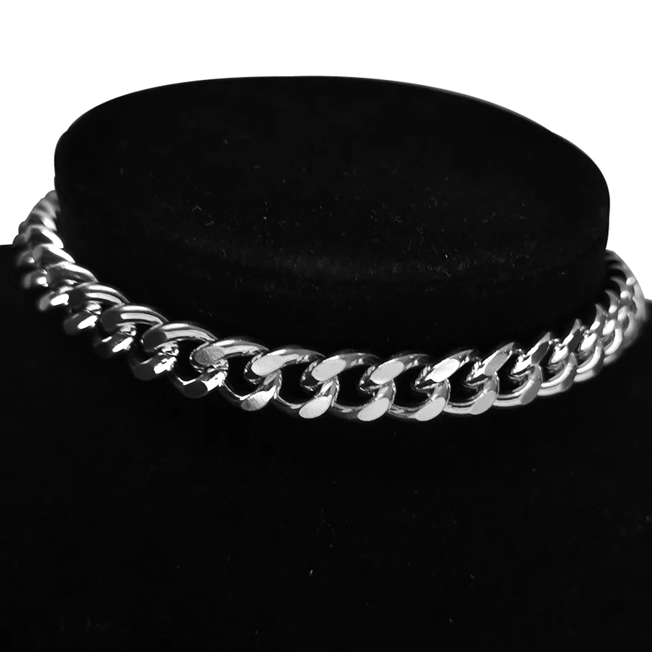 Mode Edelstahl Silber Farbe Chunky Cuban Link Kette Choker Halskette Für Frauen Männer Hip Hop Neck Collares Schmuck Geschenk